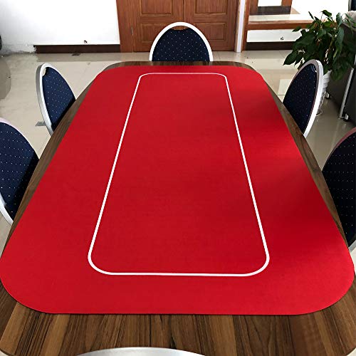 YH Poker 70" x 35" Portable Rectangle Sure Stick Rubber Foam Poker Table Top Layout Poker Mat (red, 70"x35")