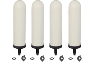 HUINING 4PCS 7-inch Replacement Ceramic Filter Candle with Activated Carbon for Countertop Gravity Water Filter System,Household Water Bucket, Water Cooler Filtration Systems Water Pitcher