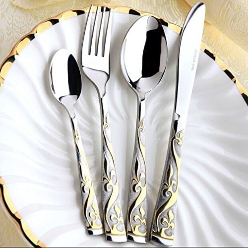 Flatware Sets Gold 4pcs/set Stainless Steel Colorful Kitchen Utensils Dinnerware Spoon Fork Knife