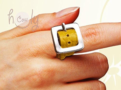 Adjustable Yellow Leather Ring. Available In A Wide Range Of Colors.