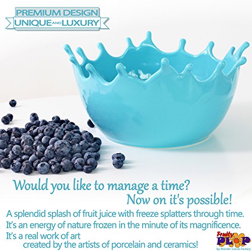 Premium Large Salad Bowl - Serving Bowl - Fruit Bowl - Candy Dish - Decorative Centerpiece Bowl - Best for Serving Fruit Salad Candy Popcorn Punch Chips Pasta - Unique Modern Design - Ceramic (Blue)
