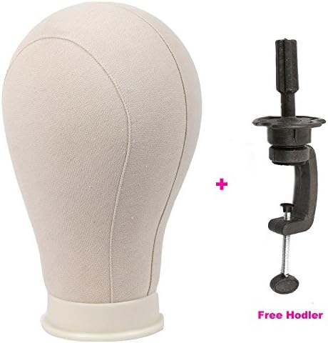 Canvas Wig Block Head For Wig Display,Making and Styling 23" Mannequin Canvas Block Head and Table Clamp Easy To Install Wig Display Head 23" Circumference
