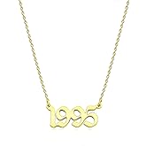 Ovian Birth Year Number Necklace for Women 18K Gold Plated Stainless Steel Birthday Pendant Necklace Memorable Anniversary Jewelry