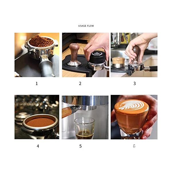 S-TROUBLE Barista Espresso Tamper Holzgriff Kaffeehammer Edelstahl Flat Tamper Base Kaffeestempel mit Matte Kaffeepulver… – Bild 7