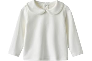 AURO MESA Toddler Kids Girls Boys Basic Peter Pan Collar Tee Shirt T-Shirts Tops Bottom Long Sleeve Solid Blouse