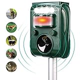 FAYINWBO Solar Outdoor Animal Repeller, Motion Activated Alarm and Flash, expel Raccoon, Rabbit, Birds, Squirrels, Cats, Dogs, etc. Protected Courtyard, Lawn and Garden
