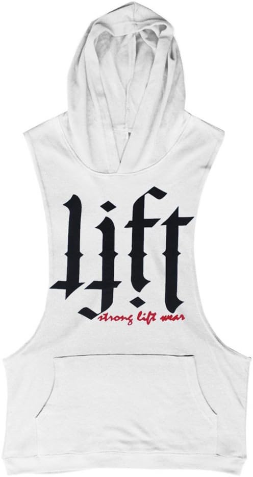 Mailiw Mens Bodybuilding Stringer Sleeveless Graphic Hoodie Gym Fitness Tanks Top