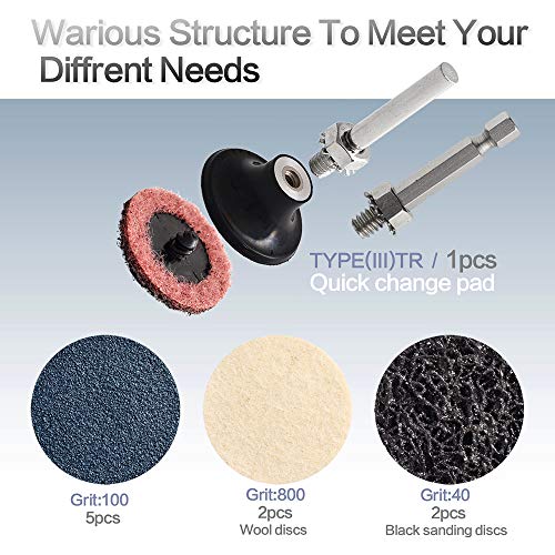 NYXCL 60Pcs Sanding Discs Set, 2 inch Quick Change Sanding Discs with 1