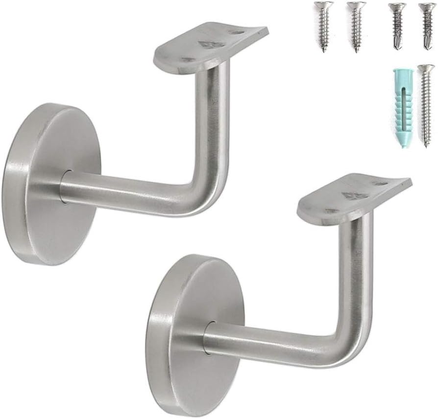 Stainless Steel Wall Mount Staircase Handrail Brackets w/Base Flange