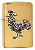 Zippo Lighter: Steampunk Rooster - Brushed Brass