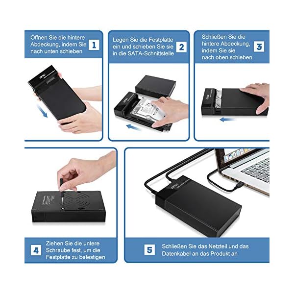 LOETAD Festplattengehäuse 3,5/2,5 Zoll USB 3.0 für SATA I/II/III SSD und HDD mit USB 3.0 Kabel und Netzteil – Bild 8