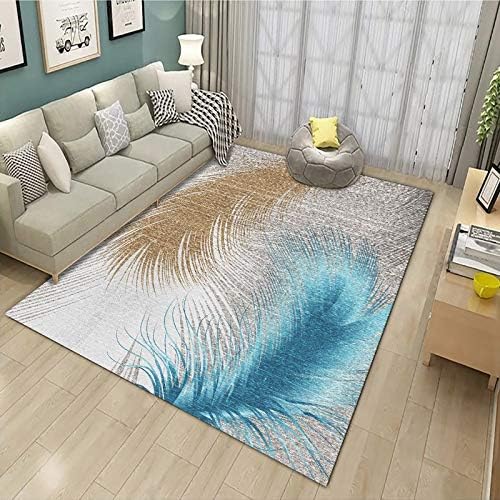 QYWSJ Modern Style Rugs Living Room, floral feather geometric motif, Soft Fluffy Shaggy Lounge, Suitable for Large Non Slip Area Rugs for Bedroom Living room (Multiple sizes)