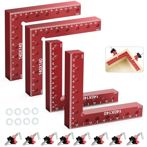 Housolution Right Angle Clamp 14 x 14 cm 4 Pieces | Woodworking Clamps, Aluminium Alloy, Woodworking Tools, Positioning Squad