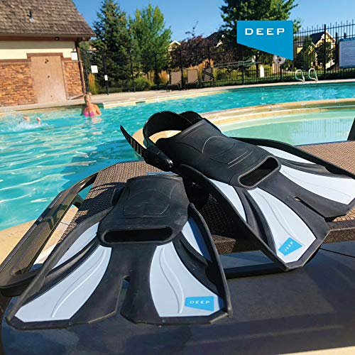 Deep Swim Fins Designed for Pool Swimming, Training or Snorkeling | Dive Size Large & Medium | Men or Women (Gray, Large) - Thumbnail 2