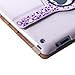 Eco-Fused 360 Rotating Faux Leather Bling Case for Apple iPad 4, 3, 2 / Bling Stylus Pen/Long Stylus Pen/Microfiber Cleaning Cloth/Cute Rhinestone Cover Perfect for Girls (Purple)