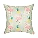 Fjfz Pink Flamingo Pineapple Palm Leaves Cotton Linen Home Decorative Throw Pillow Case Cushion Cover for Sofa Couch, 18