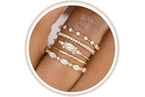 ZHESHY Stackable Gold Rings for Women Non Tarnish Dainty 18K Gold Plated Cubic Zirconia Thumb Rings Thin Eternity Engagement 