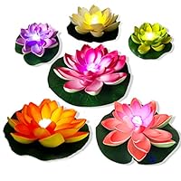 Pool Floating Lights, Realistic Water Lily Pads, Vibrant Color Pink Ivory Orange Crimson, Perfect for Home Garden Patio Pond Aquarium Swimming Pool Wedding Party Decor