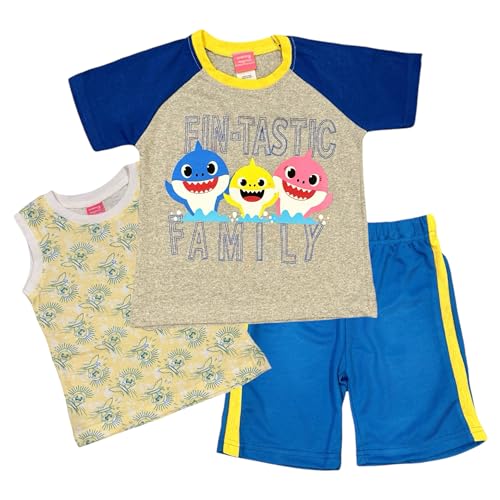 Nickelodeon Baby Shark Boys' 3 Piece Short Set (Toddler/Kid), Grey, 4 at Amazon