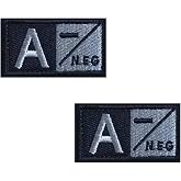 Tactical Blood Type Patches A- Negative NEG Hook and Patch 2"x1" 2pcs | Embroidered Morale Military Navy Army Badge for Outdoors Patches 2 Pieces