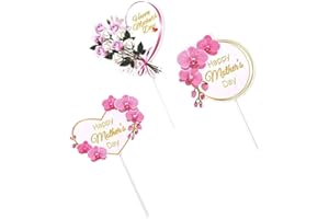 GIGA GUD 15 pcs Happy Mother's Day Cake Topper Mom Letter Cake topper Pink, Decorative Party Cake Decoration for Mother's Day
