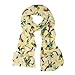 Elegant Birds & Butterflies Print Fashion Scarf, Cream