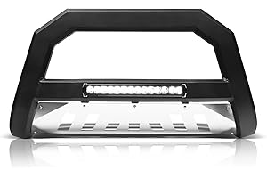 Armordillo 7179899 AR Series Bull Bar Bumper Guard with LED Light - Matte Black with Aluminum Skid Plate Fits 2016-2023 Toyota Tacoma
