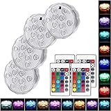 4 Pack Submersible LED Light, Oaksam Waterproof LED Pool Lights with Remote Controller,  16 Colors Led Lights Battery Operated for Vase Aquarium Pond Halloween Decoration.