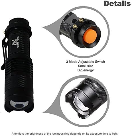 Boston Fortis Mini Bright Tactical LED 3 Mode Flashlight with Zoom Lens (Quantity 2)