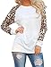 IbagstyleWomens Long Sleeve Leopard Chiffon Splicing Knitted Blouse Top Tshirt