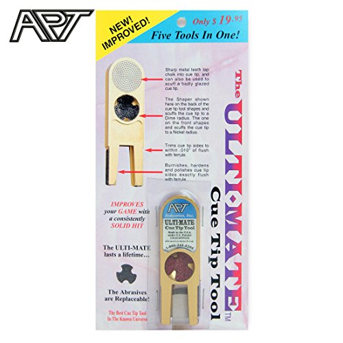 ULTI-MATE Pool Billiard Cue TIP TOOL 5 in 1 Trimmer Burnisher Shaper Tapper Conditioner - GOLDEN