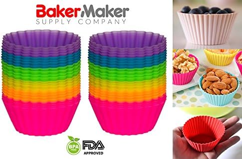 Baking Cups, Silicone Cupcake Liners, Silicone Molds, Reusable (40)