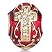 Pugster Red Drip Gum Celtic Cross Clear Swarovski Elements Crystal Faberge Egg Beads Fits Pandora Charms