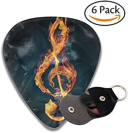 Plectrum Celluloid Guitar Picks Fire Music Notes 0.46 Mm 0.71 Mm 0.96 Mm For Electric Guitar Acoustic Guitar Mandolin Bass 6 Pack