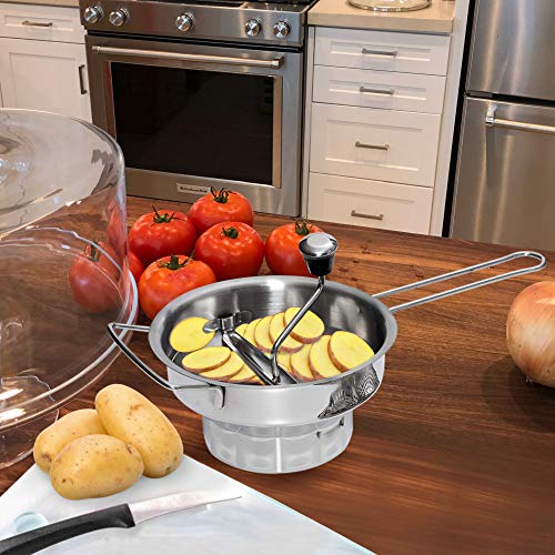 Bezrat Stainless Steel 2-Quart Food 3 Discs | Kitchen Mill for Mashing, Straining & Grating Fruits & Vegetables | Easy to Clean & Durable Quality, 17 x 9 x 5.2 inches Silver