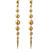 Gold Long Ball Beads Dangle Earrings for Women Fashion Dangling Statement Earrings Jewelry Earrings for Formal Party Prom Wedding