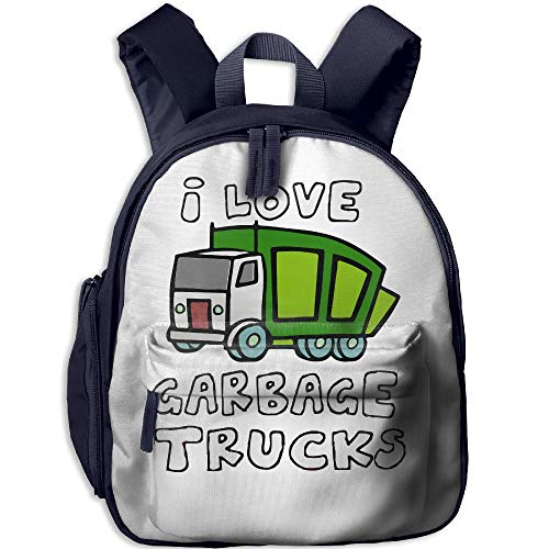 Children Backpack Cute I Love Trash Garbage Trucks Outdoor Learning Bookbag