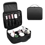 Compact Flat Bottom Makeup & Toiletry Storage Organizer Bag | Durable, Water Resistant, and Spacious - with Handle Black