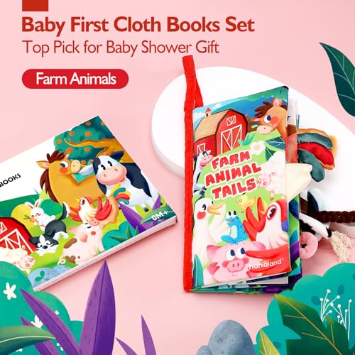 hahaland Baby Book Toys Babies 0 3 6 Months, Soft Fabric Book for Babies 6-12 Months, Animals Soft Sensory Activity Book for Newborn Babies