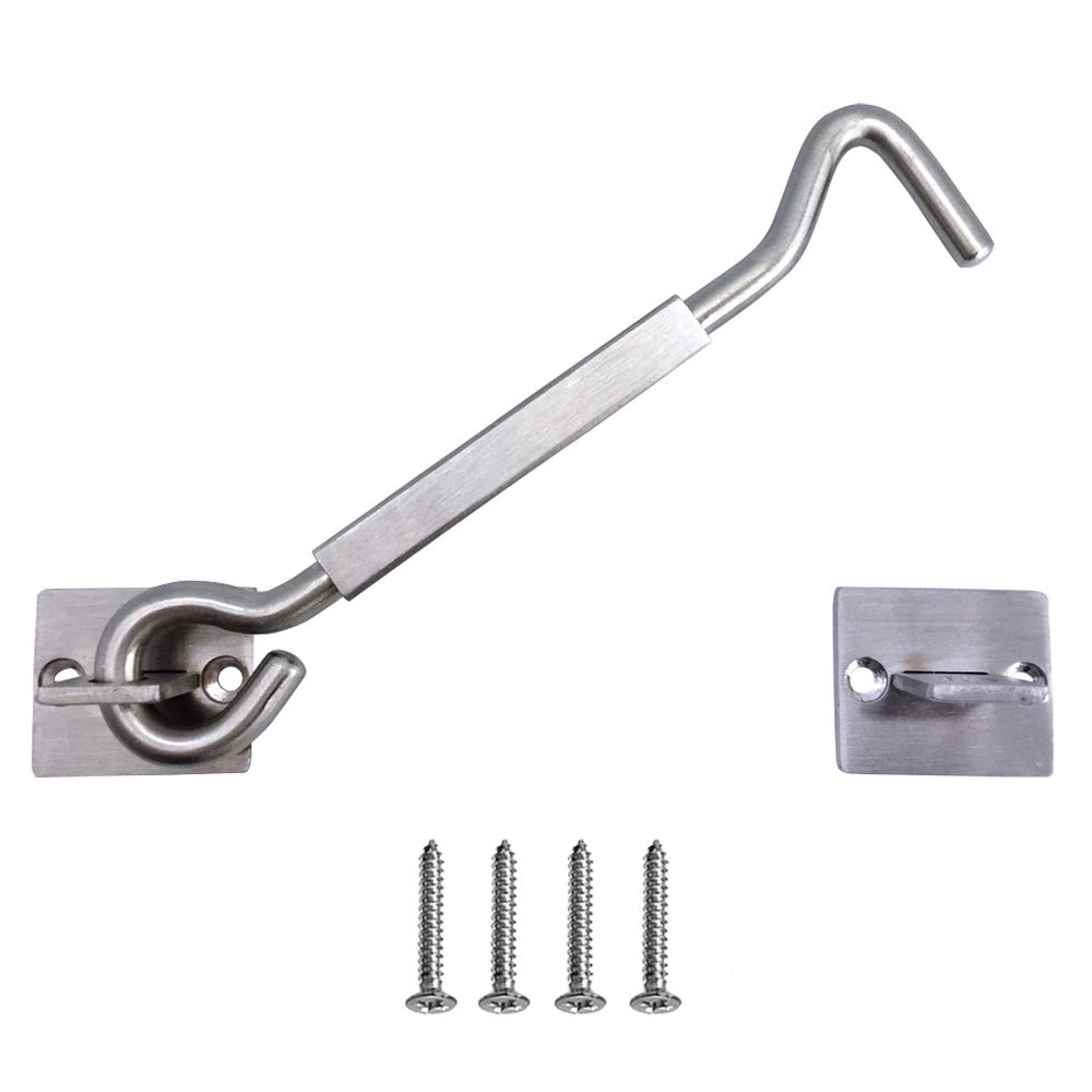 FUJIE Stainless Steel Cabin Hook Heavy Duty Eye Latch Lock Window Latch 16mm/6.3Inch, Silver