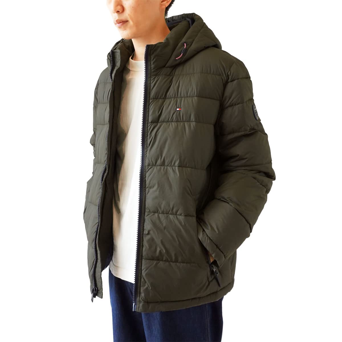 Tommy Hilfiger Men’s Hooded Puffer Jacket, Olive, XX-Large