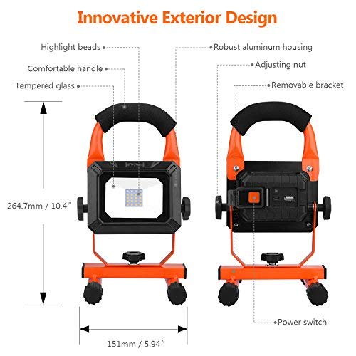 2 Tacklife+Rechargeable+Spotlights+Camping+Batteries