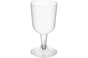 Party Essentials Disposable Hard Plastic Two Pieces Wine Glasses, 20-Count, 7-Ounce, Clear