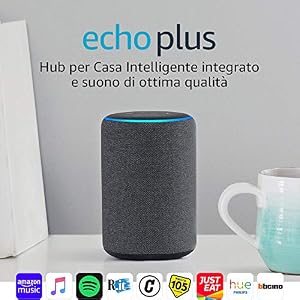 Echo Plus (2ª generazione) – Hub per Casa Intelligente integrato e suono di ottima qualità – Tessuto antracite