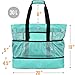 Tingueli Beach Tote Bag For Women with Soft Cooler and Top Zipper — Extra Large Beach Bag, Mesh Tote Bag or Pool Bag [Aquamarine]
