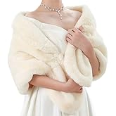 TWINKLEDE Wedding Faux Fur Shawl and Scarfs Bridal Fur Wraps and Shawls Winter Fur Stole for Brides and Bridesmaids