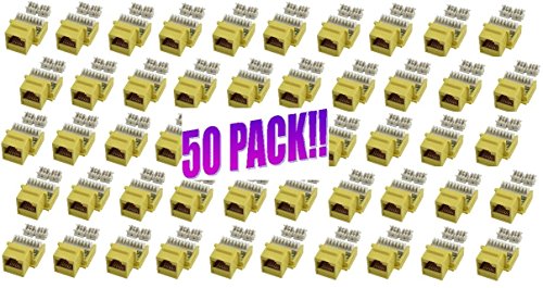 50 Pack of 4 Pair CAT5e Network Keystone Jacks Yellow