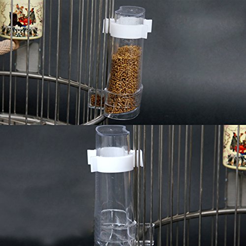 Ozzptuu Acrylic Bird Waterer Bird Feeders No Spill Clear Pet Feeder Water Cup Dispenser with Automatic Feeding for Cage (Set of 2)