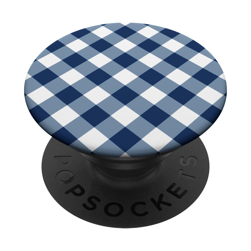 Gingham Buffalo Check Plaid Checkered Square Blue Gingham PopSockets Swappable PopGrip