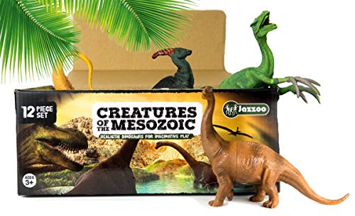 Jazzoo Realistic Dinosaur Figures for Kids, 12 Piece Plastic Dinosaur Playset